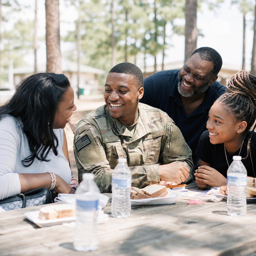 A soldier and family on Family Day