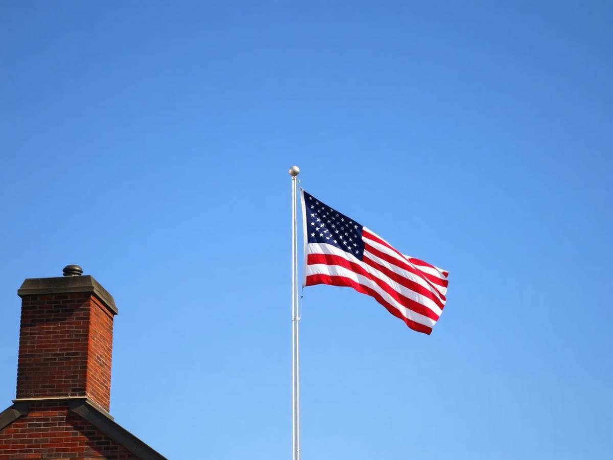 American flag over a Fort Jackson building