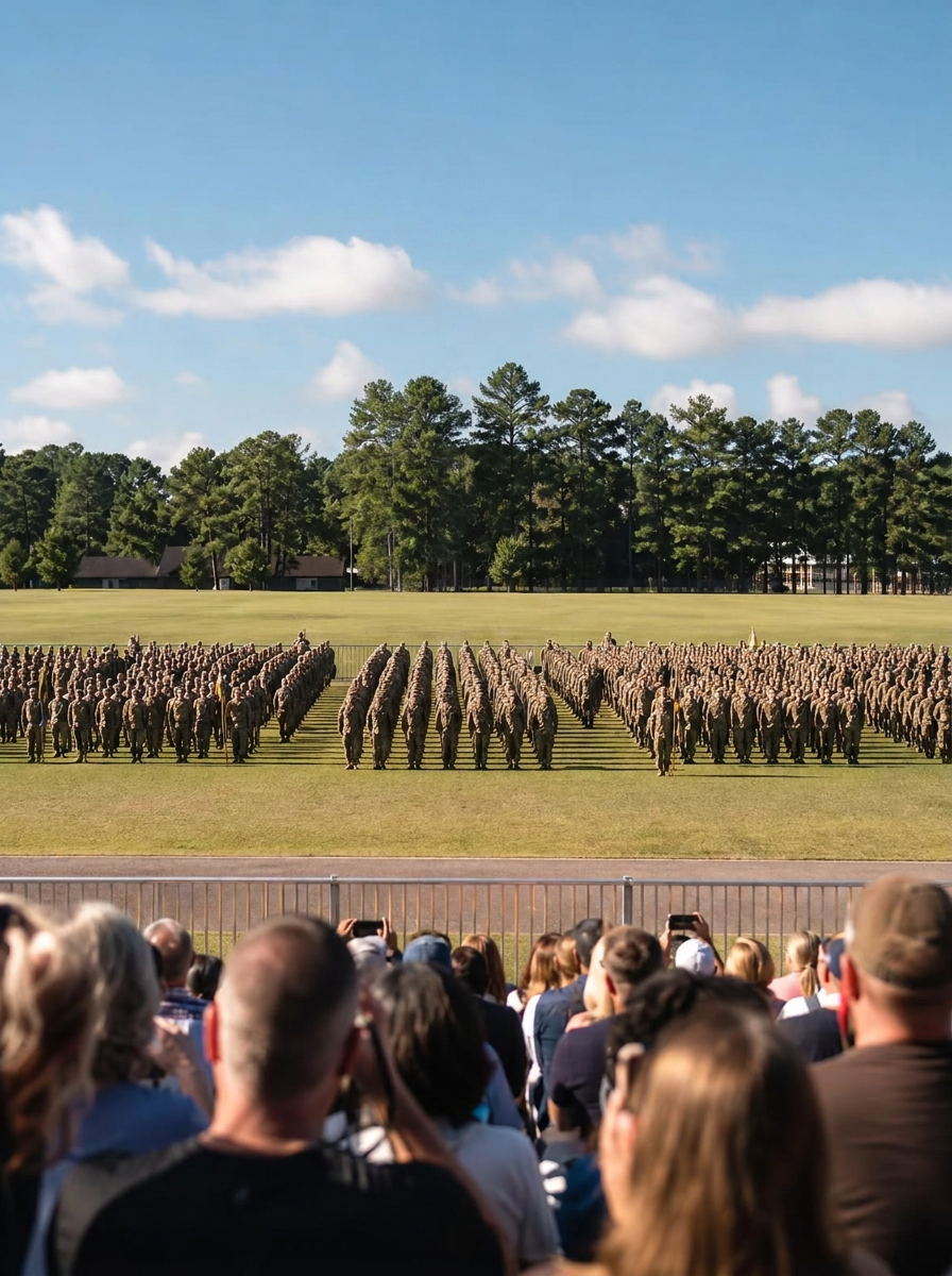 Soldiers in formation on the parade field
